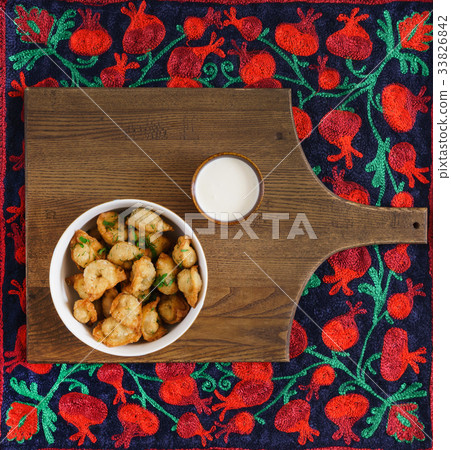 fried dumplings with sour cream fried dumplings with sour cream 33826842