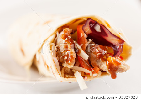tortilla fajita wraps with meat and vegetables tortilla fajita wraps with meat and vegetables 33827028