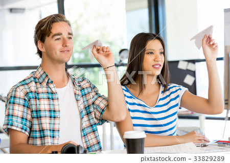 Two office workers at the desk 33829289