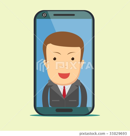 virtual assistant - businessman. Hi-tech flat 33829693