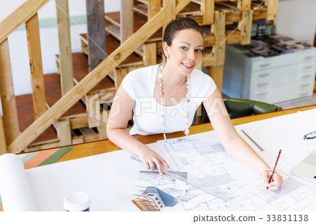 Young woman architect in office 33831138