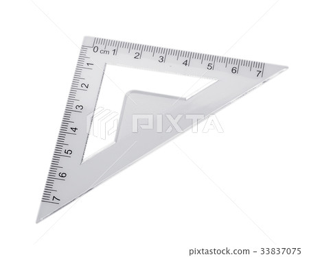 Plastic ruler, protractor triangle isolated 33837075