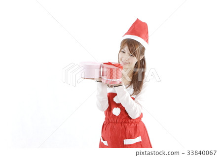 有聖誕節圖像的一名婦女 有聖誕節圖像的一名婦女 33840067