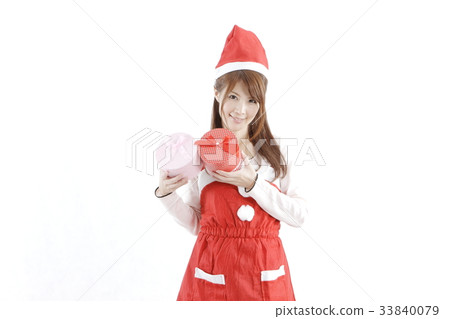 A woman with a Christmas image 33840079