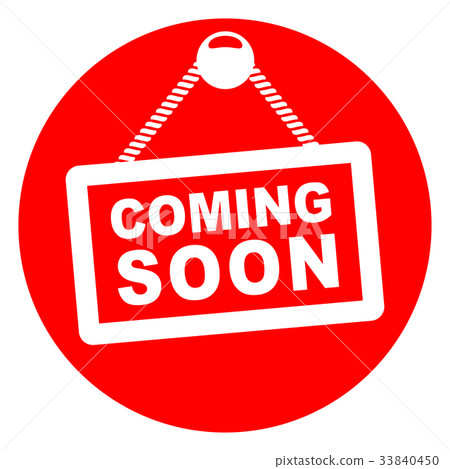 coming soon red circle icon 33840450