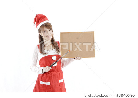 聖誕老人服裝的一名婦女 33840580