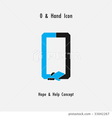Creative 0- Number icon abstract and hands icon  33842267