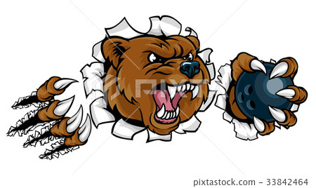 Bear Holding Bowling Ball Breaking Background Bear Holding Bowling Ball Breaking Background 33842464