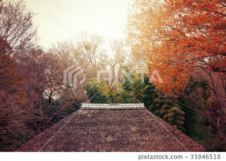 老民間房子在晚秋天 33846518