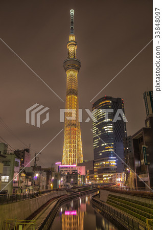 [東京夜景]東京晴空塔Oshiage Tokamabashi棕色巧克力 33848097