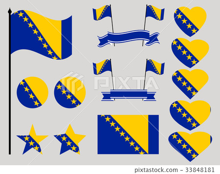 Bosnia and Herzegovina flag set. Collection 33848181