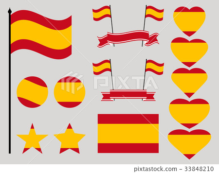 Spain flag set. Collection of symbols heart 33848210