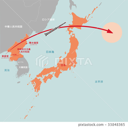 North Korea Map Missile Pacific Landing Image 33848365