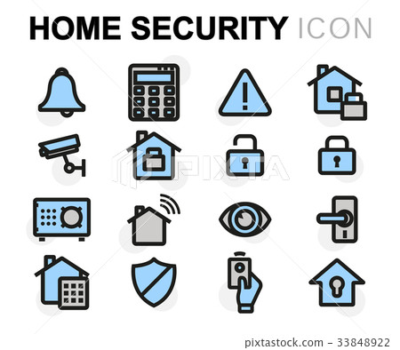Vector flat home security icons set Vector flat home security icons set 33848922