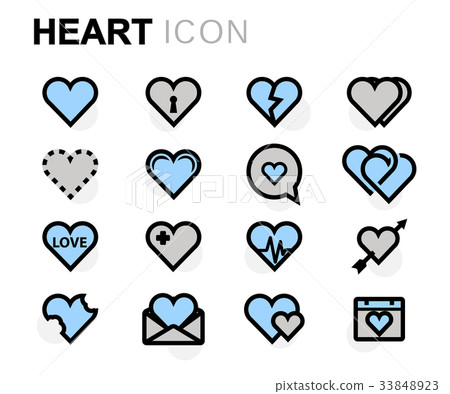 Vector flat heart icons set 33848923
