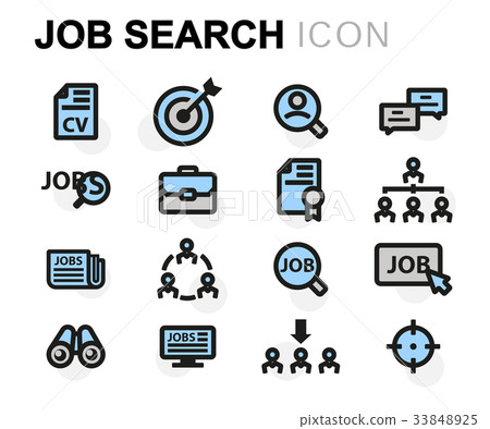 Vector flat job search icons set Vector flat job search icons set 33848925