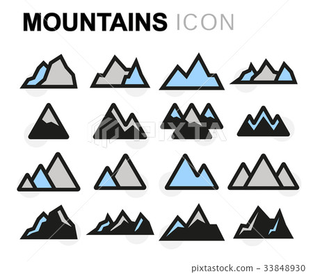 Vector flat mountains icons set Vector flat mountains icons set 33848930