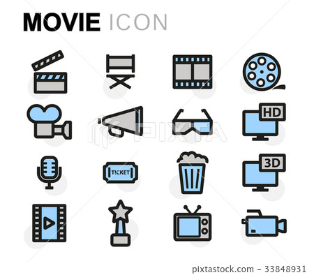 Vector flat movie icons set Vector flat movie icons set 33848931