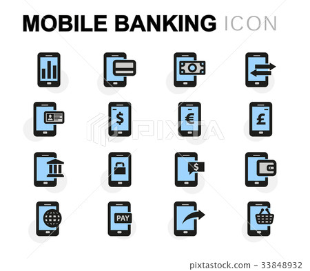Vector flat mobile banking icons set Vector flat mobile banking icons set 33848932