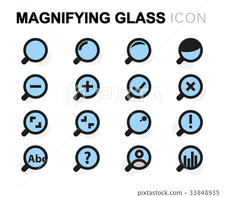 Vector flat magnifying glass icons set Vector flat magnifying glass icons set 33848935