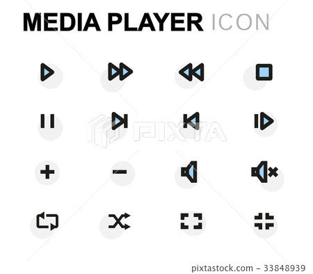 Vector flat media player icons set Vector flat media player icons set 33848939