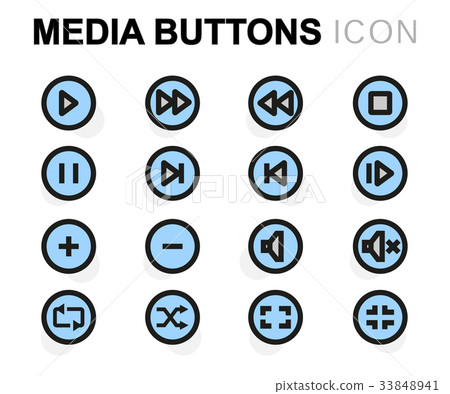 Vector flat media buttons icons set Vector flat media buttons icons set 33848941