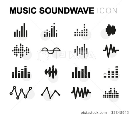Vector flat music soundwave icons set Vector flat music soundwave icons set 33848943