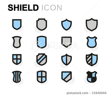 Vector flat shield icons set Vector flat shield icons set 33848948