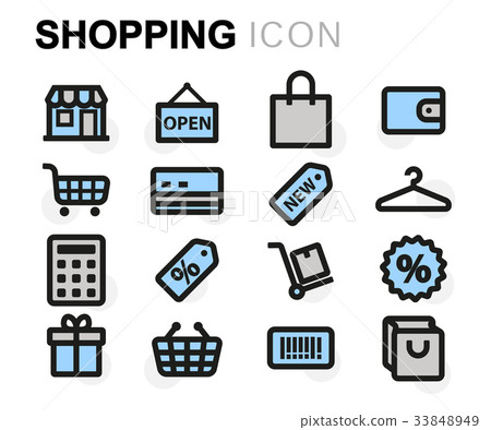 Vector flat shopping icons set Vector flat shopping icons set 33848949