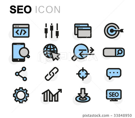 Vector flat seo icons set 33848950