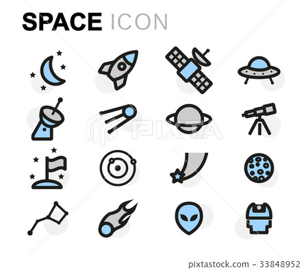 Vector flat space icons set 33848952