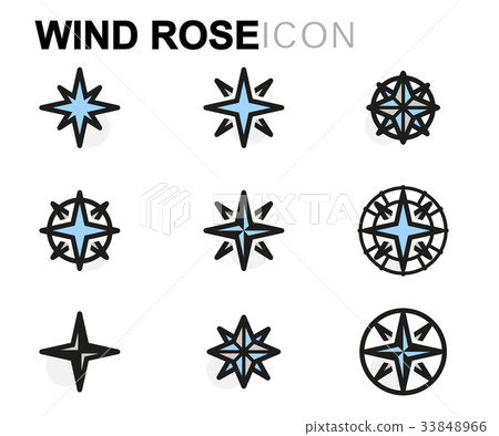 Vector flat wind rose icons set-插圖素材 [33848966] - PIXTA圖庫