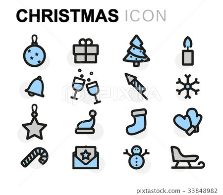 Vector flat christmas icons set - Stock Illustration [33848982] - PIXTA