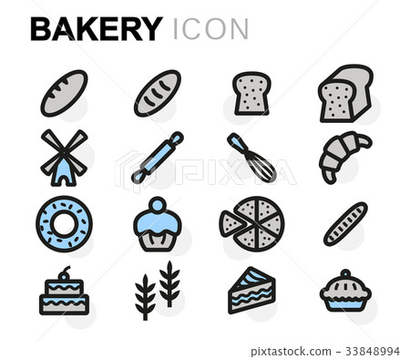 Vector flat bakery icons set 33848994