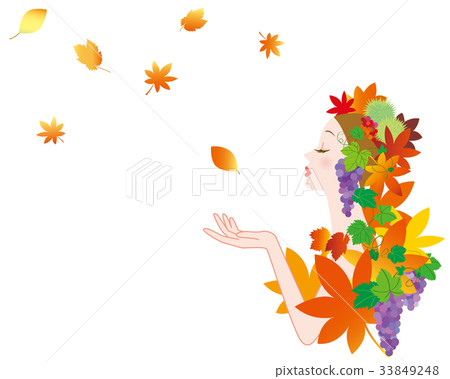 Autumn woman white background 33849248
