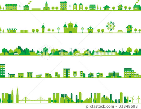 Green cityscape set 33849698