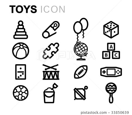 Vector black line toys icons set - Stock Illustration [33850639] - PIXTA