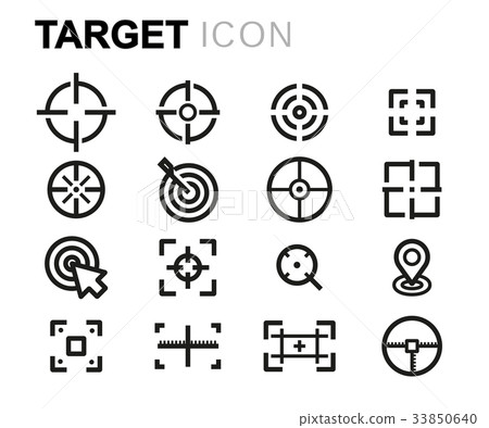 Vector black line target icons set - Stock Illustration [33850640] - PIXTA