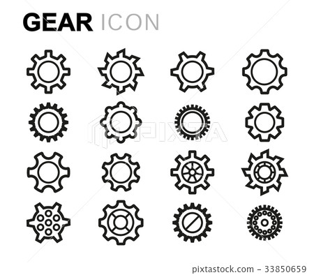 Vector black line gear icons set - Stock Illustration [33850659] - PIXTA