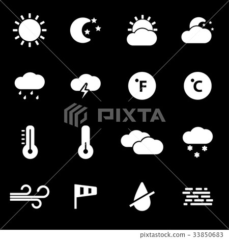 Vector white weather icons set - Stock Illustration [33850683] - PIXTA