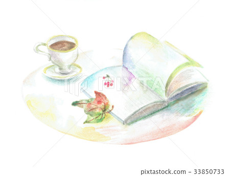 Book and leaves watercolor 33850733