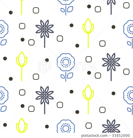 Geometric flower seamless line vector pattern. 33852000