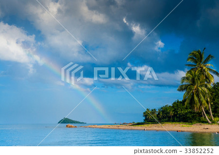 Beach, Island and rainbow, Coconut tree, Thailand Beach, Island and rainbow, Coconut tree, Thailand 33852252