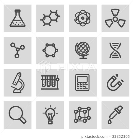 Vector black line science icons set - Stock Illustration [33852305] - PIXTA