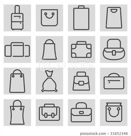 Vector black line bag icons set - Stock Illustration [33852346] - PIXTA