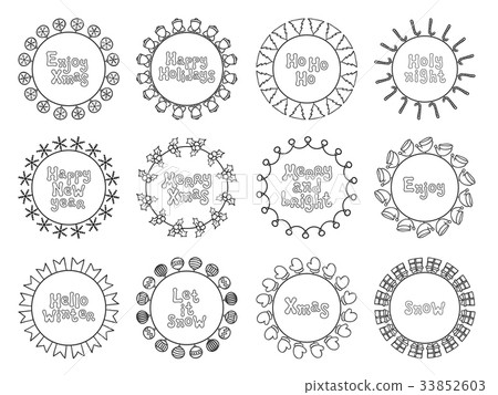 Merry Christmas New Year wishes labels stickers 33852603