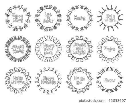 Merry Christmas New Year wishes labels stickers 33852607