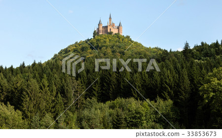 Aerial view of famous Hohenzollern Castle Aerial view of famous Hohenzollern Castle 33853673