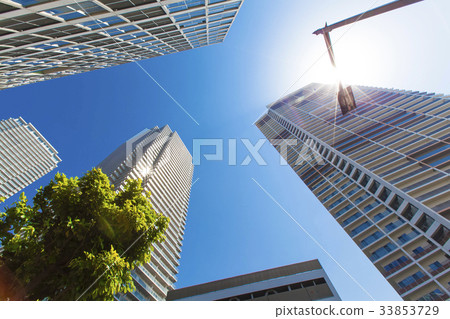 Urban landscape with tower apartment Urban landscape with tower apartment 33853729