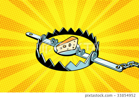 Iron trap with cheese, mousetrap Iron trap with cheese, mousetrap 33854952